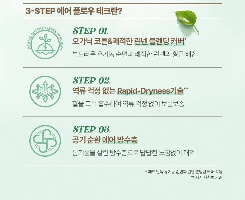 [NEW] 시크릿데이 순한코튼 린넨 오가닉커버 생리대 6종 택 1 상세페이지 5